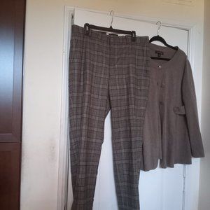 Banana republic 14 new nwt plaid heather brown trousers pants